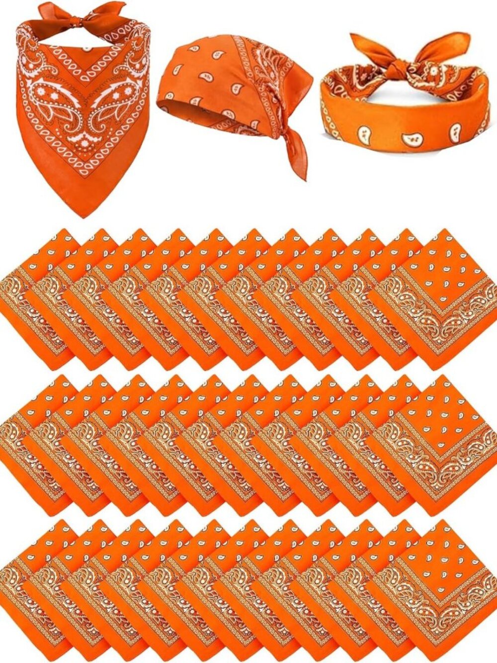 100 Pack Paisley Bandanas for Western Parties, Festivals, and Costumes